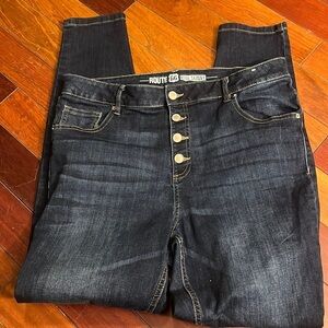 EUC Route 66 button fly skinny high rise jeans Size 16